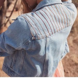 Marine Layer Embroidered Denim Jacket in Light Wash